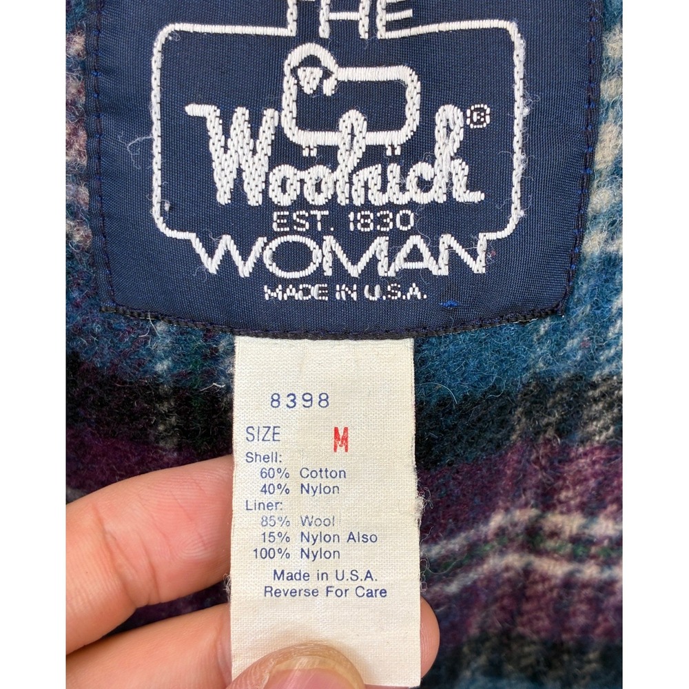 Woolrich Vintage Mountain Parka Jacket Womens M Blue Wool Lined USA Gorpcore - Picture 5 of 10